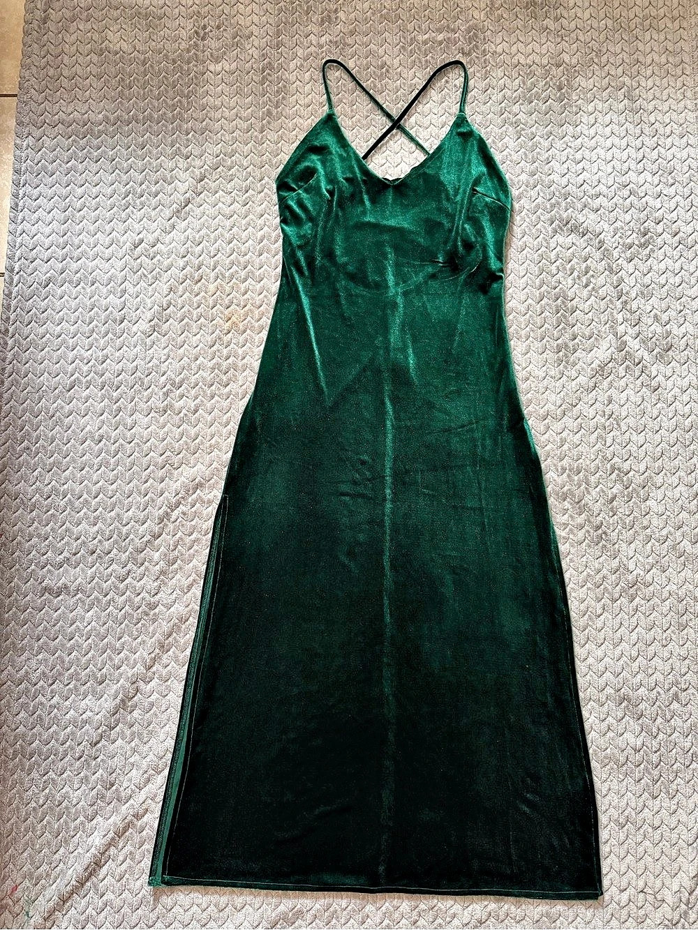 Women's Capuffy Emerald Green Velour Maxi Dress NWT Size L